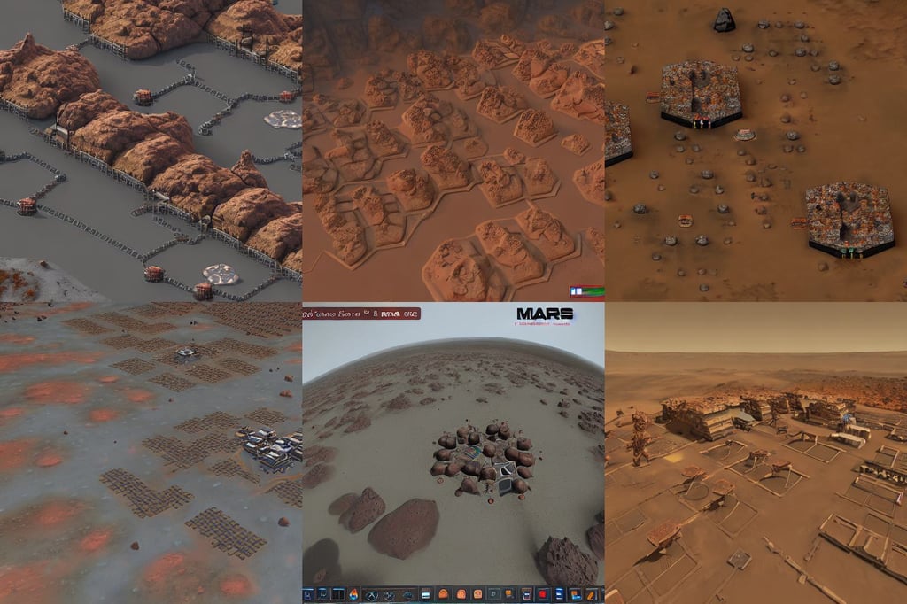 Mars Colony generated in AI Dungeon's implementation of Stable Diffusion. The prompt was: "Mars colony, high quality, realistic, 4k, HD, trending on ArtStation