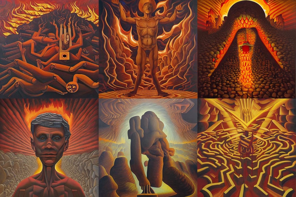 The fire of Prometheus by Jeffrey Smith, cubism, oil on canvas