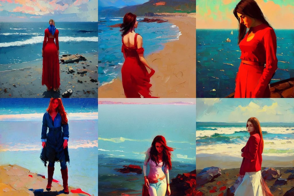 photo of a beutiful girl in the style of stefan kostic, stove, city suit, red dead redemption 2, red blue color scheme, Jeremy Lipkin and Michael Garmash, standing next to the sea by alena aenami