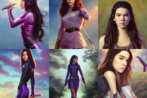 Beautiful oil painting of Hailee Steinfeld as Kate Bishop by Titian and Chie Yoshii, art by Artgerm and beeple and Greg Rutkowski and WLOP