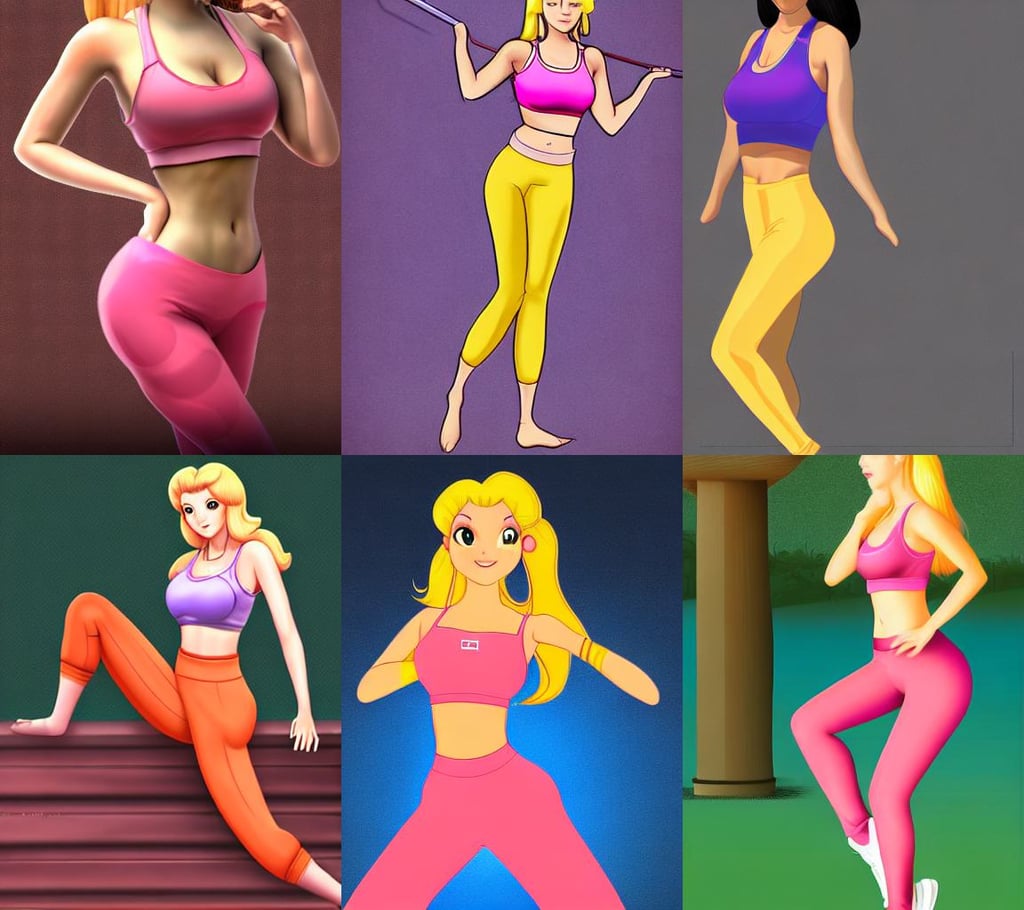 live action extremely hot princess peach in tight sports bra and sweatpants. Digital Art