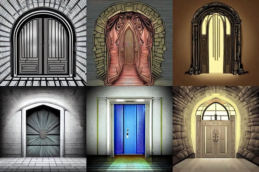 Ethereal door that leads to your afterlife, vector illustration, atmospheric, Animation ...