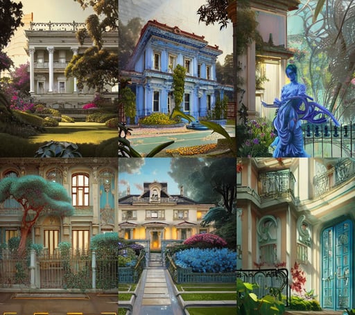 an incredible photograph of a neo classical mansion, ninchaku, blue roses garden, in the style of chad knight, by sachin teng and sergey kolesov and ruan jia and heng z. graffiti art, decorative art nouveau border, movie concept art, delicate features finely detailed perfect face directed gaze, on canvas