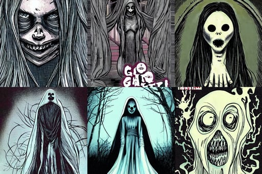 creepy ghost art style by the film the ring, marvel comics h 6 4 0, masterpiece - H 768 n 9