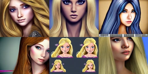 detailed realistic princess with long blonde hair