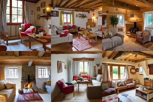 wooden cosy cottage livingroom, robin