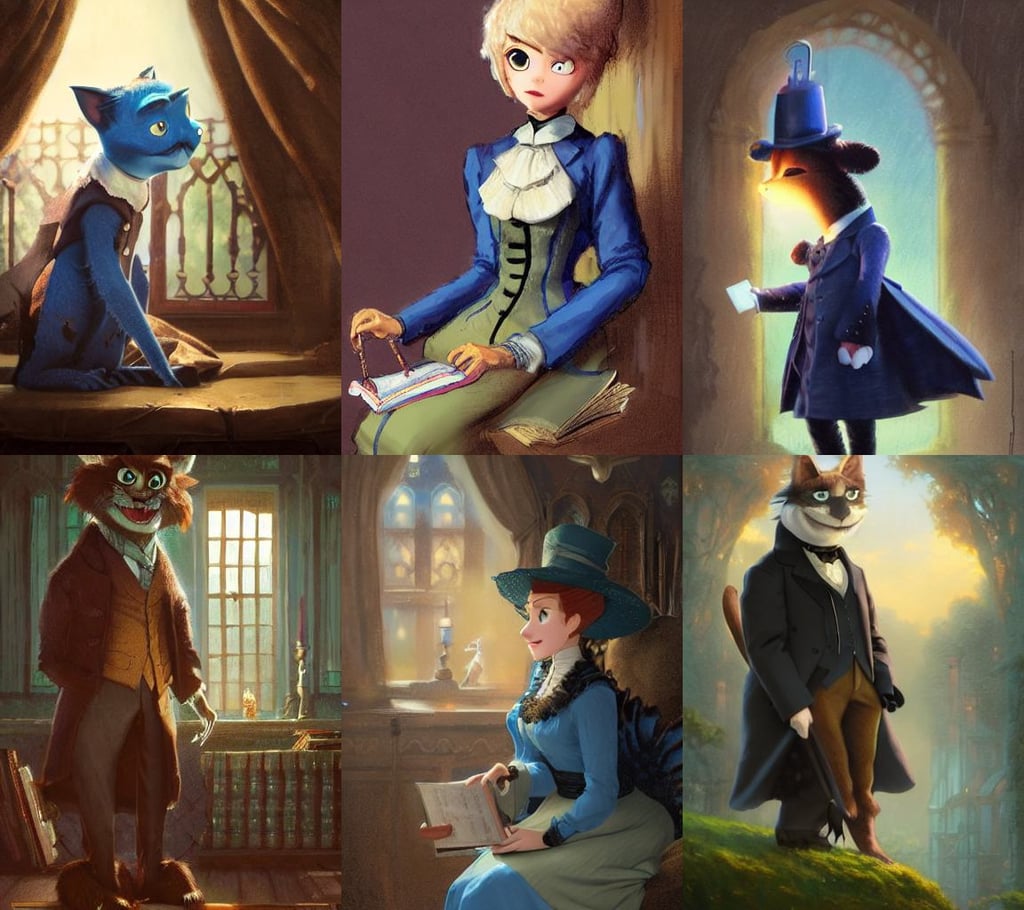 anthro victorian scholar, made by Dreamworks Animation, dramatic cinematic colors, by greg rutkowski and thomas kinkade and ogura, big blue eyes, ((winking)), with a tail, bustling with people and