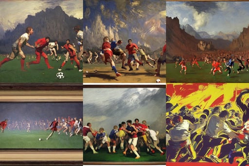 an ultrawide shot of 22 zombies playing football, art by Andy Warhol, art by Nicolas Poussin, smile, art by Claude Monet, art by Joseph-mallord William Turner, he has two scalpels made of laser-light in his hands, Set in the Rocky Mountains, intelligent, ultra-detailed, portrait by Greg Rutkowski, art by Tiziano Vecellio Di Gregorio, artstation, mid air jump footwork, busy, art by William Blake, umbilical cord