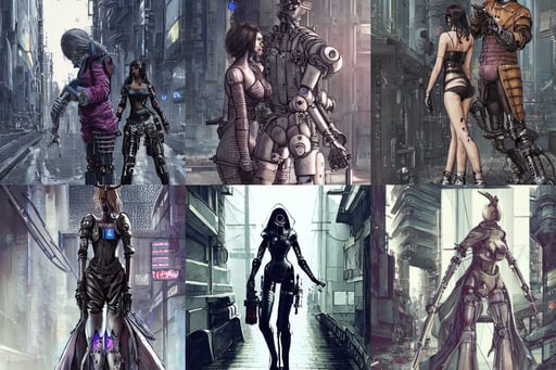 detailed painting of ana de armas cyberpunk clothes and hair in a tokyo street, zaha hadid architecture, dark souls inspired, holding a ceremonial sword, two cyborg women in lingerie kissing a robot on a bed, breathtaking flower tiara, old man, by laurie greasley, white minimalist architecture, soldier