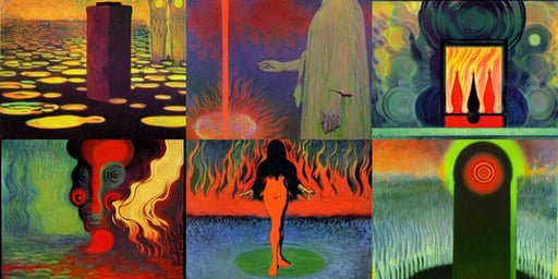 The oracle of flames by Karel Thole and Claude Monet, oil on canvas