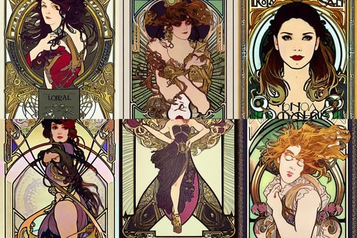 loreal paris advertisement photography by mucha, sharp and smooth, Alphonse Mucha, detailed drawing, professional food photography, trending pixiv fanbox artstation, tarot card with ornate border frame, single flat colour, in reflective porcelain cyborg armor, realistic realistic realistic eyes