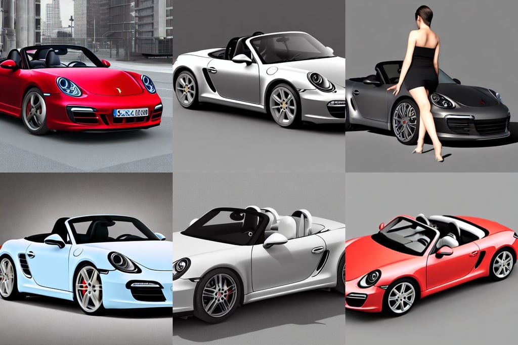 3 d render of an porsche boxter, full body portrait, feminine curves, accurate