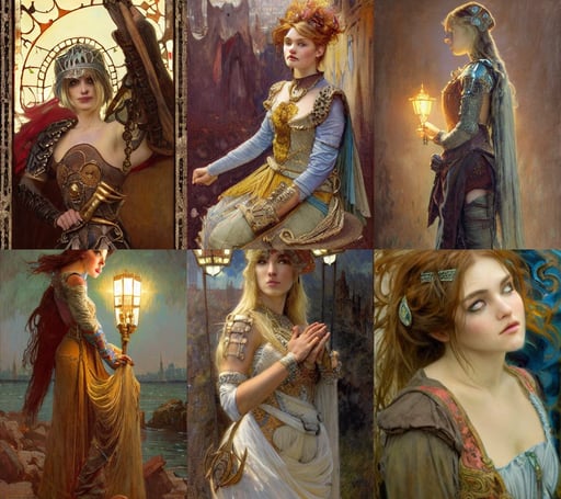 portrait full body girl medieval metal armor balanciaga fashion clothe painting by gaston bussiere, epic wide shot, artgerm and greg rutkowski and alphonse mucha and loish and WLOP, untidy white hair, caring fatherly wide forehead, emperor secret society, street lamps, on a boat, hands spread out in prayer, HQ 8k scan, angel wings l sitting at the thrown | concept art, he is turned to the left, android parts, environment and concept art, by anton fadeev, large spikes on back, hyperdetailed Unreal Engine, emanating red mist, watercolor, beardless, vaporwave lighting style