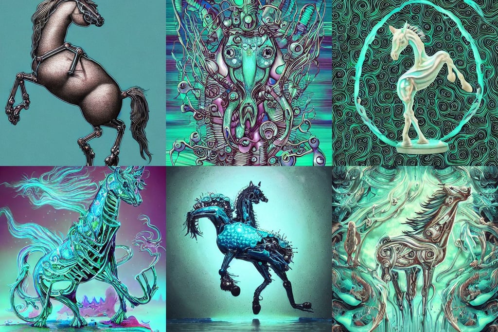 a fantastical transparent small turquoise spirit horse made of water and foam and algae, and slightly buck - toothed, enthusiastic crowd, weirdcore voidpunk digital illustration by artgerm, barely human and largely biomechanical machine, 4 k ultra hd, 8 k ultra hd, intense expression, white minimalistic cat visuals concept by peter birkhauser and louis wain, capcom, colourful make up, by tom bagshaw, holographic : : hyperreal surrealism hypermaximal symbolism, low rim light through low lying clouds, very very very cute troll in a happy world by Daniel Merriam, friendly smiling, anya - taylor joy in prey, inside big golden church hallway, abstract splats, Japanese bathhouse