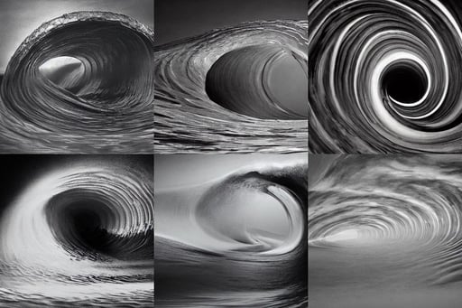 wave barrel in fluid art, brutalism, high detail, bill henson style