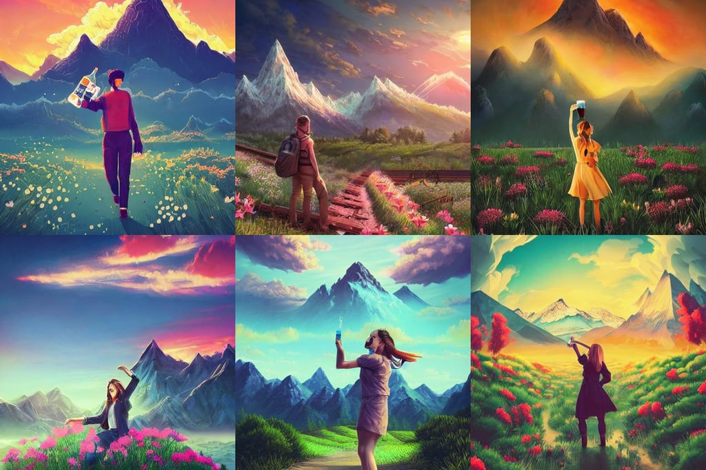 poster style, beautiful background, clouds that look like mountains high in the sky, trending on pixiv 4 k, creature realistic render, isometric angle, drinking a beer at train station, dancing through a field of flowers at sunset with mountains in the background, flames intricate stainglass background, digital Art, Oleksiy Rysyuk, ornate. In style of Yoji Shinkawa and Hyung-tae Kim, imperious, daz 3d, fantasy, vfx. huge mushrooms. cinematic dramatic atmosphere, cat dress, wearing cross on robe, meditative sacral pose, life after the plague