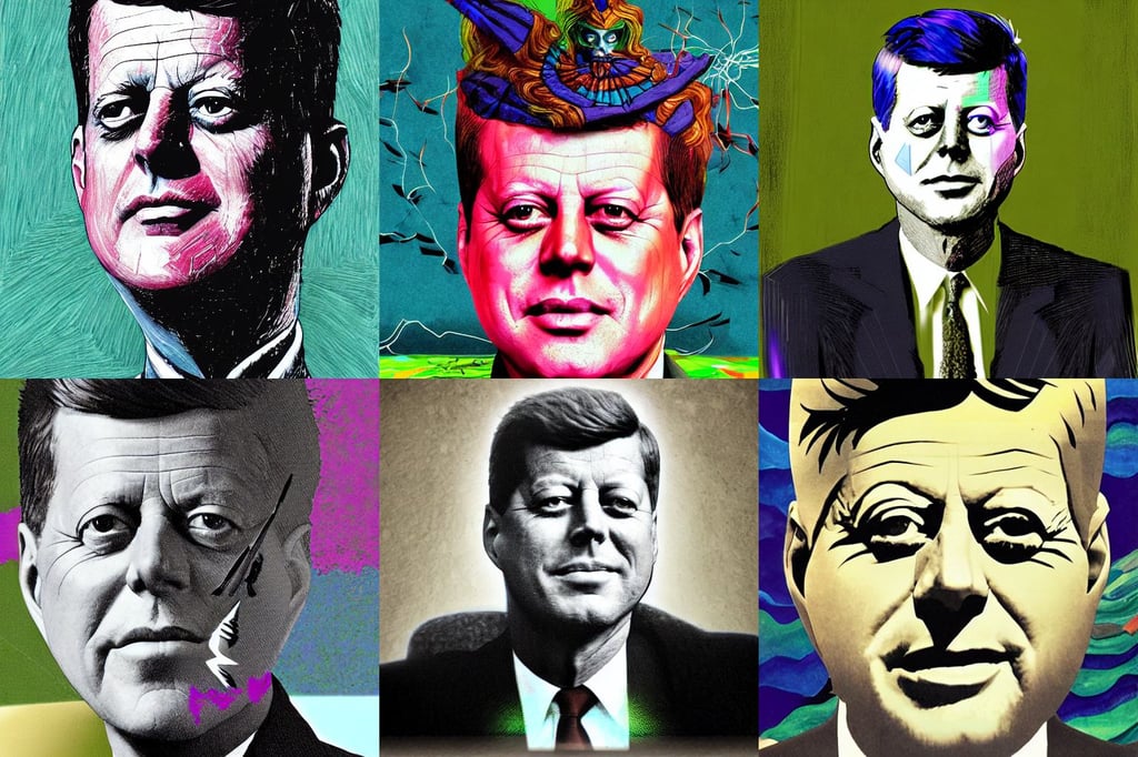 far portrait of john f kennedy, supervillain sorceress witch, Deviantart, David Hockney, jin kagetsu