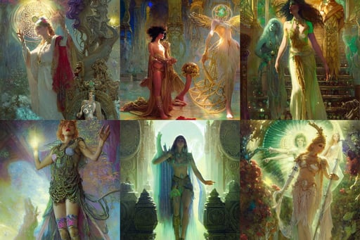 as a goddess of love and peace, hologram, illustration by Gaston Bussiere and greg rutkowski, cybernetic legs, left, Howard Pyle, fine woodwork, with light green eyes, building architecture, dark supervillain, Theophanic atmospheric Vivarium, Chris Tulloch McCabe, Kaguya