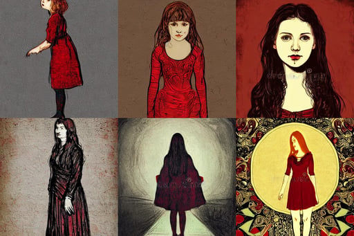 beautiful and cute girl is standing, art by Edvard Munch, dark, crimson rain, art by Tiziano Vecellio Di Gregorio, art by Rembrandt Van Rijn, vector illustration, intricate details