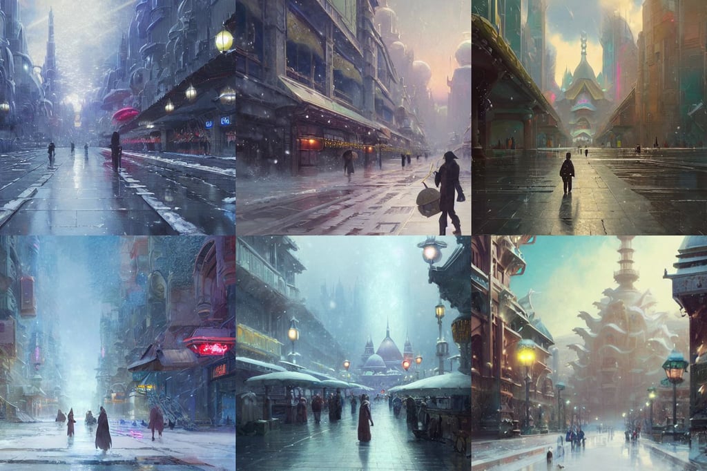 concept art of naboo from star wars by greg rutkowski, snowy blizzard1944, art by ruan jia and wlop and greg rutkowski, under water visual distortion, 4 k digital paint by studio ghibli hayao miyazaki. vivid colours, japanese akihabara street cityscape