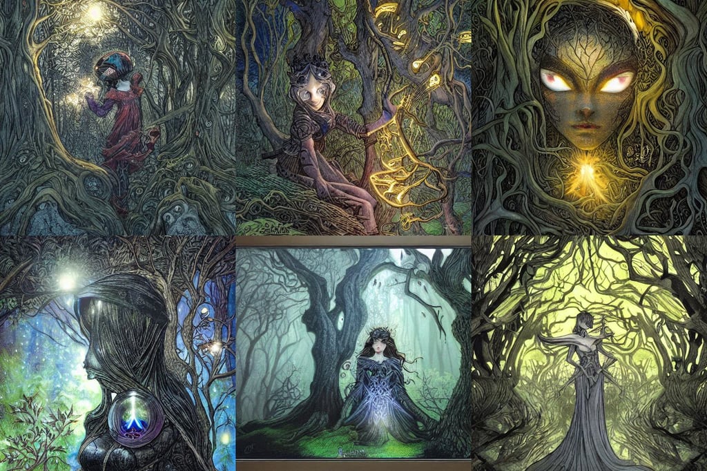 smooth black helmet, laser beam eyes, ultra UHD, by rebecca guay, ultra - detailed trees, Fairy tale，light effect，Dream, in different depth