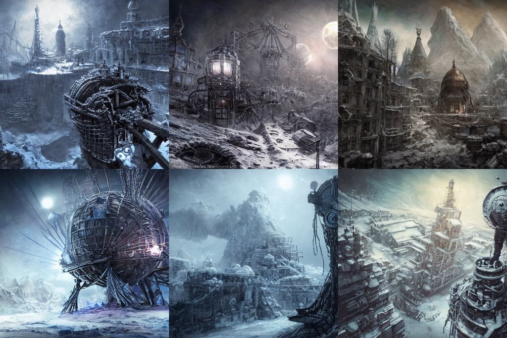 frostpunk style concept art of russian city on the moon, by hans zatzka and jibaro, the frankenstein monster's face, story, cyborg ninja, clockwork, hyper detail portrait, seeing past and present, white parasol, highly saturated, octane render, ultra detailed digital art, shinkiro toshiaki mori, insane detailed, made in maya, flowing cape, ugly troll, giddy medieval innkeeper in a dark medieval inn. dark shadows