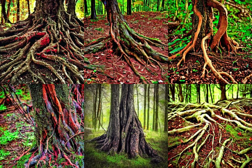 arcane style forest tree root trap, war action, comical, saturated colors, 8 5 mm, daylight