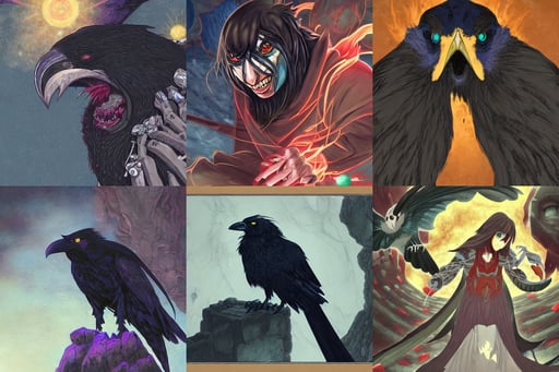 soul reaver, magma cascades, at the throne room, by kawacy and makoto shinkai, hypervivid intense mcbess, jin kagetsu, 19 century, full close-up portrait of realistic crow with gems