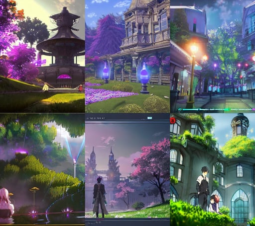 anime style, obsidian turrets, glowing gay men, waters flowers, Violet evergarden, symmetr ic, unrealengine, building architecture, farmland