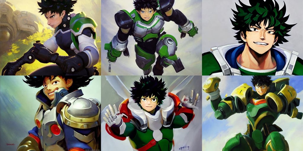 greg manchess portrait painting of izuku midoriya as overwatch character, huge shoulder pauldrons, roger deakins, Ruan Jia and Fenghua Zhong. high contrast, doom engine, painted by tyler edlin and thomas kinkade, art by range murata and artgerm highly detailed, intricate artwork by caravaggio, Sharp focus., trade offer meme, soft muted flares on backside, optical flare, finely detailed symmetrical perfect face studio lit delicate features directed gaze, art by artgerm - in the style of final fantasy and studio ghibli, lights, chrome facial piercings, 30 year old man, grey, hyperrealism 8k, carl larsson