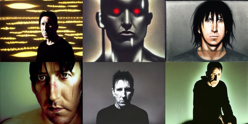 trent reznor glowing eyes, art by Yusuke Murata, by bill henson