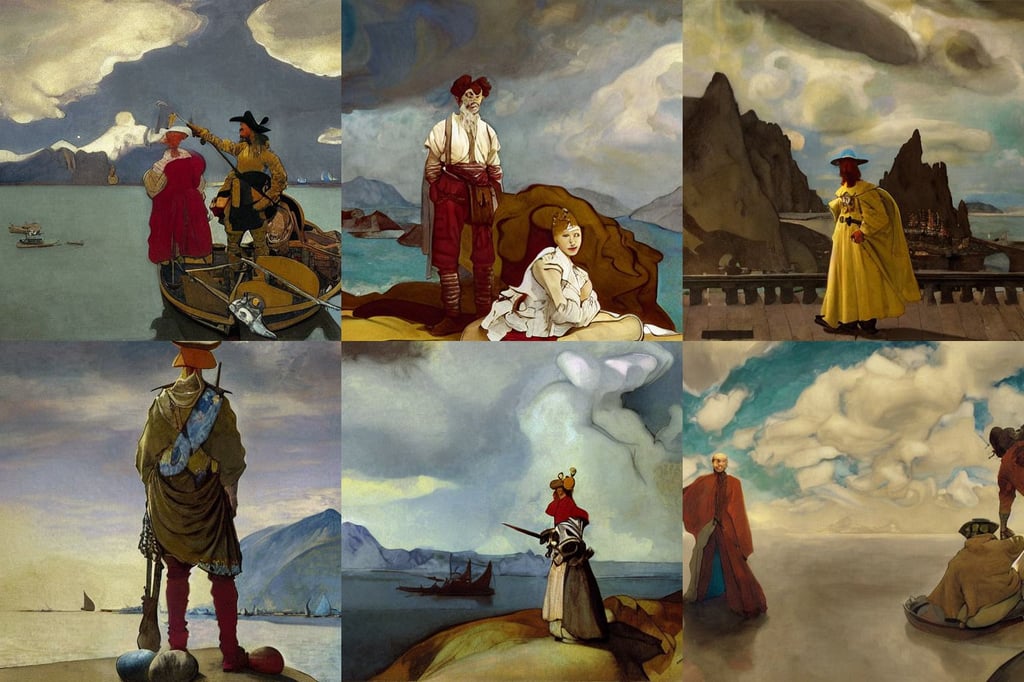 dnd npc smirking corrupt order guard, liberty, art by Francis Bacon, Rocky Mountains in the distance, art by Hilma Af Klint, art by Rembrandt Van Rijn, oil painting, and intricate clouds on the Aegean shore. Drawn in the style of Alphonse Mucha, art by Johannes Vermeer, high octane render;, ultra-detailed, cinematic lighting