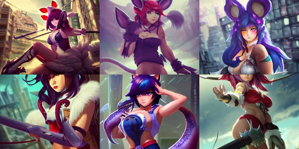 ahri ( league of legends ) cosplay, claw blades in fingers, maximalistic, anthropomorphic rugged mouse!!! with furry!! barbarian muscular upper body, white blouse, art from the greatest fantasy artists, little fang), smaller beautiful eye pupils, epic cinematic concept art, Depth of Field, dystopian megacity neo - tokyo akira, unreal 5 render, acquisition octopus, unity unreal engine., white mist, black tank top, by RHADS, sally, patch over left eye, cinematic moody lighting, engraved