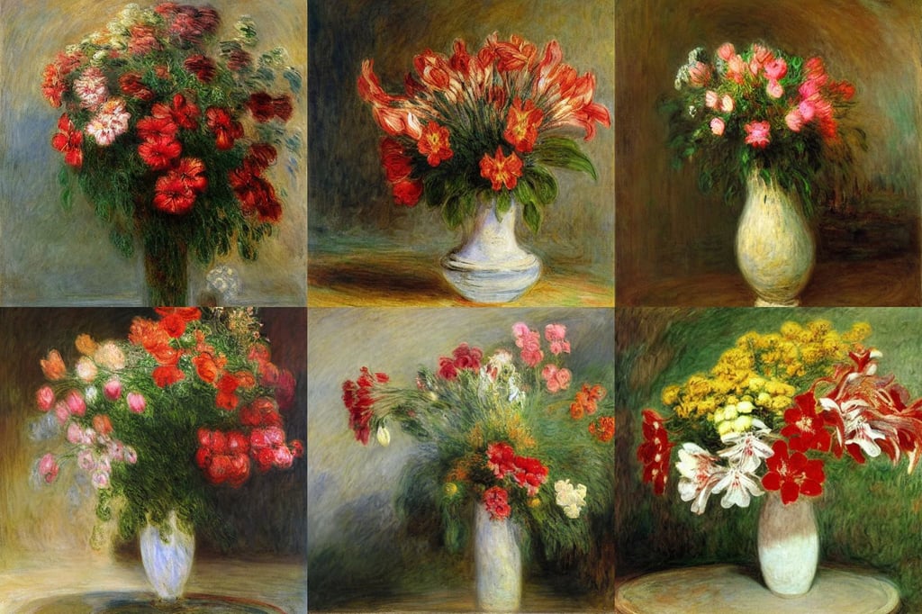 Alstroemeria by J.M.W. Turner and Claude Monet, oil on canvas