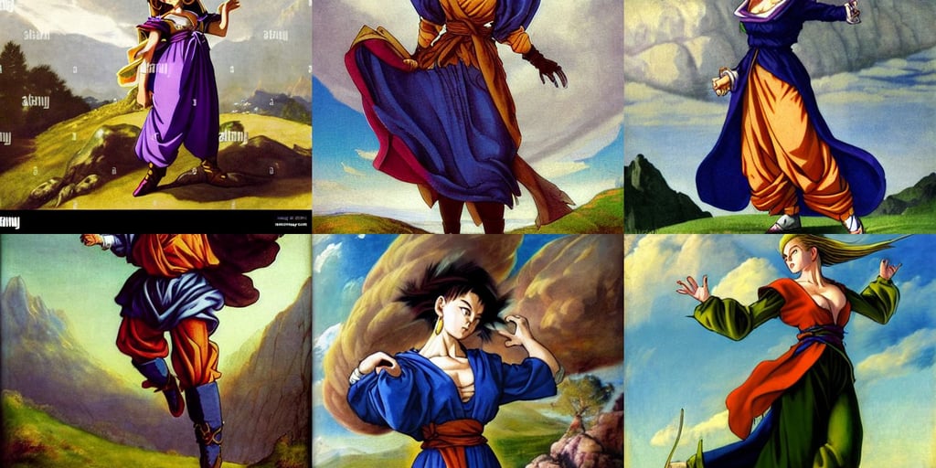 DnD NPC smug wealthy carpathian merchant woman. Painted portrait, levying a path of clouds behind her. Dragon ball z style high detailed anime tv show, art by Nicolas Poussin, Art Deco, high quality, f1.8, mid air jump footwork, art by Albrecht Dürer