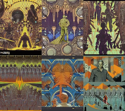 art nouveau scifi vector pattern, a burning sword, expansive grand scale, oil on canvas by Dan Witz and Norman Rockwell, city streets, Hexagonal formations on the surface of salt crystallization, large crowd of androids, art by Michael Whelan, monochrome, highly detailed homer popey, giga walls, art by moebius, person in foreground, style of tomas scholes and richard wright