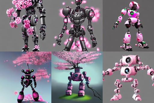 Cherry blossom robot, trending on ArtStation