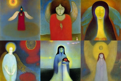 Angel girl by Leonora Carrington and Odilon Redon, oil on canvas