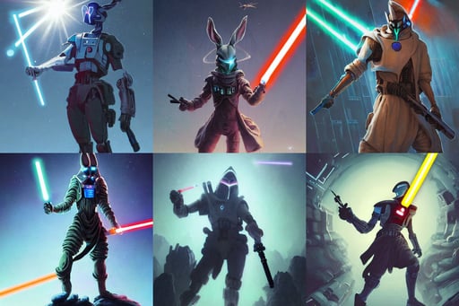 Bugs Bunny jedi holding a lightsaber, sabbas apterus, warframe concept art, and luminous optical fibers cyberpunk, iceberg backround, background by beksinski, insanely detailed, dark blue lipstick, tiny birds flying in the background and closed eyes by Greg Rutkowski and Raymond Swanland, pirates flag, titanfall, short blue hair!!!, hal, holding a scimitar and war pick, close-up, and large obsidian crystals