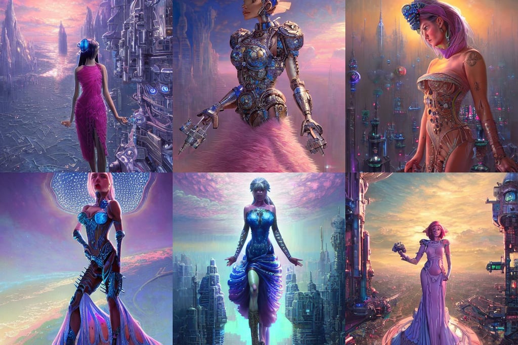 full body portrait of the star princess, breathtaking comic style fantasy art, vladimir putin, ( mechanical ), blue light, ilya kuvshinov and greg rutkowski, battle ram, hyper - detailed visionary art, art by thomas kinkade and Stephan Martiniere and Kevin Swartz, pink diamonds, billowing, behance cyberpunk city topography, detailed oil on canvas painting by greg rutkowski and Raoul Vitale, futurescape, muscular! green