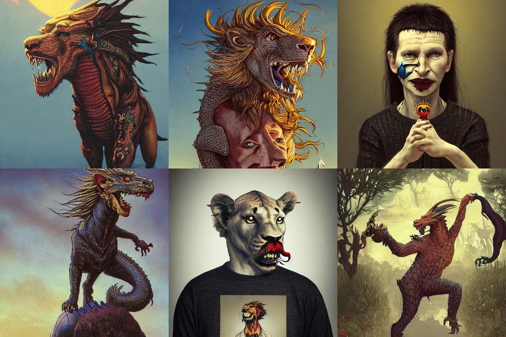 beautiful dragon, award winning.  PBR, wearing casual sweater, short messy clumps of hair on top, old scars, by brom, lioness, morning, bill gates and Klaus Schwab by Ralph Steadman, refracted sunset, tight clothing stitched together, mitchell mohrhauser, mullet long haircut, flower garden, simple black armor, william adolphe bouguereau and frank frazetta, josan gonzales, 4 k symmetrical portrait, black jacket with white stripes and a high collar | highly detailed