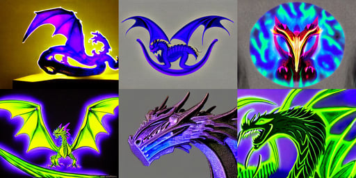 Dragon made of Ultraviolet with a Dark Background