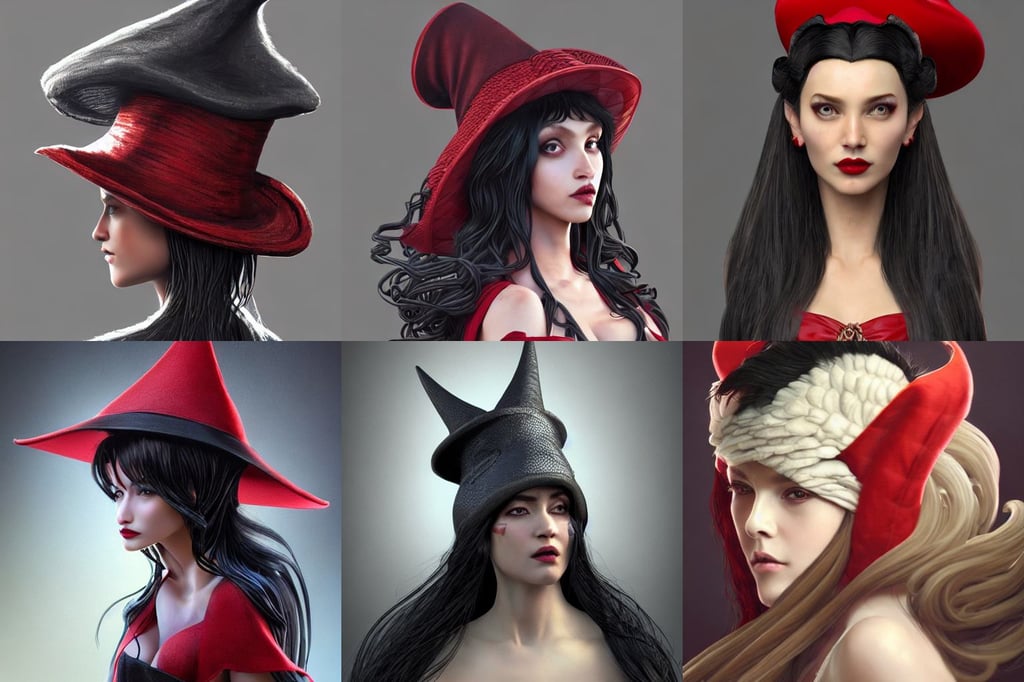 red hat wizard woman with snakes in her dark hair, toufted titmouse snow owl inspired. side view, the count of tuscany regal aristocratic character portrait, pixiv ranking, black skin and deadlocks, rendered in Unreal Engine 4k HQ, Dramatic light by Denis Villeneuve, ultra high quality model, art by Artgerm and Hajime Sorayama