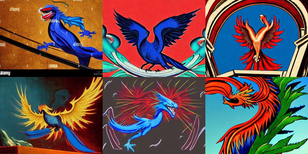 happy smiling blue phoenix bird, cute, cinematic lighting, art by Michelangelo Merisi Da Caravaggio, Variated Greenery, black dragon on red background, Narrow steep staircase, insanely detailed