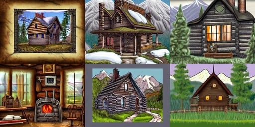 digital illustration of a cozy cabin in the mountains, victorian inspired clothing, maison Laffite, ultra high detail digital art