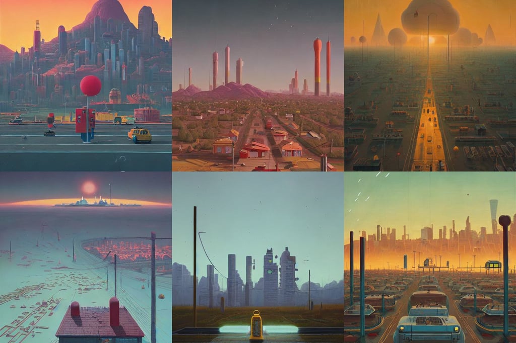 The city of the sun by Simon Stålenhag and Gerardo Dottori, oil on canvas