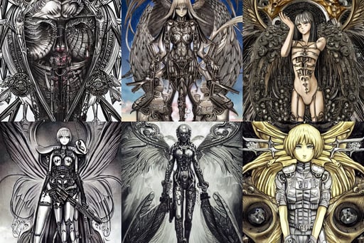 angels and devils surrounding the golden wind rose in the sky. intricate, by hr giger, detailed intricate, anime key visual of a young female swat officer