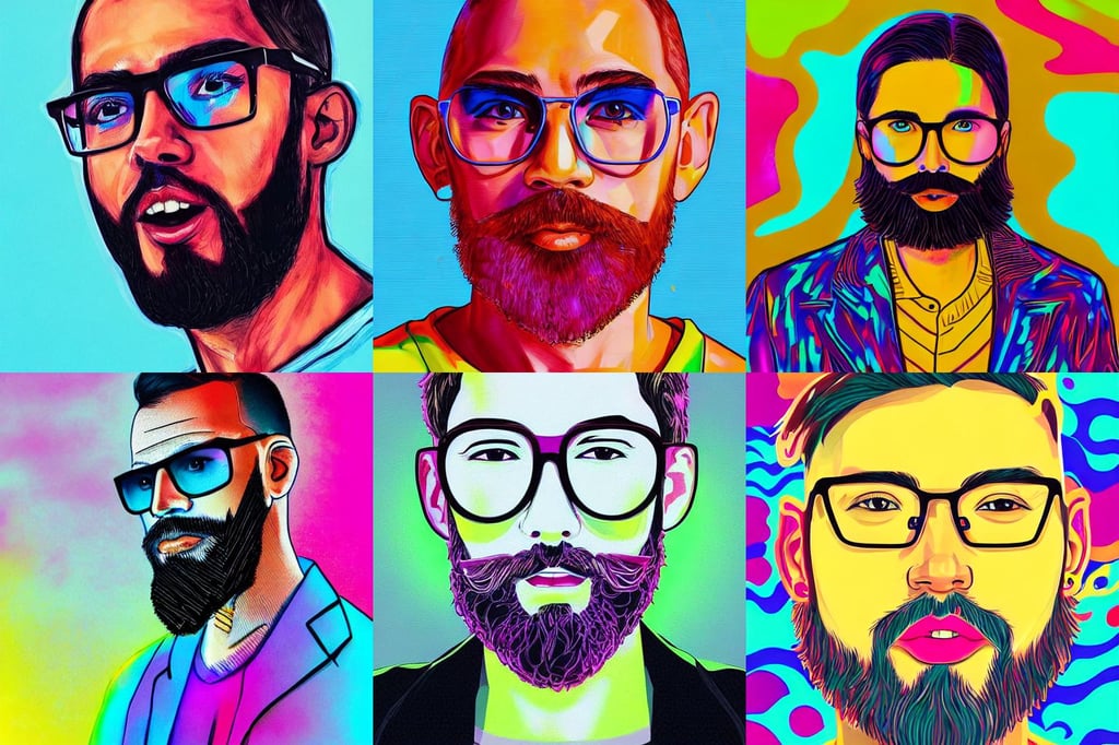 portrait of riley reid, rule of thirds by francis tneh, rossdraws totem color pastel vibrant  radiating a glowing aura, lively, frameless glasses with full beard