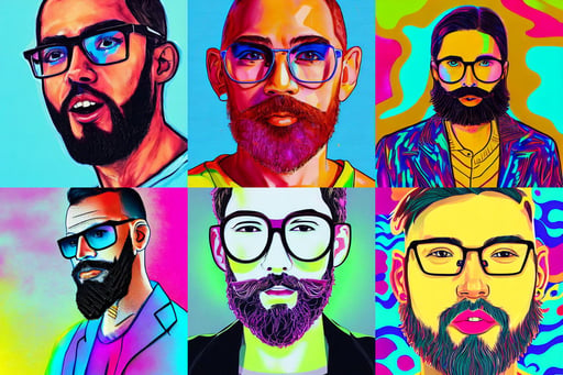 portrait of riley reid, rule of thirds by francis tneh, rossdraws totem color pastel vibrant  radiating a glowing aura, lively, frameless glasses with full beard