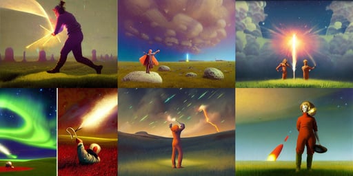 rocket launching in grassy field, mark brookes, digital 3 d, aurora lighting clouds and stars by beksinski carl spitzweg and tuomas korpi. baroque elements, artstation dungeons and dragons firbolg, thick turtlenecked orange sweater, colourful light, by simon stalengrad, masterpiece - H 768 n 9, houdini & photoshop, wearing astronaut outfit, impossible striking big worm headpiece